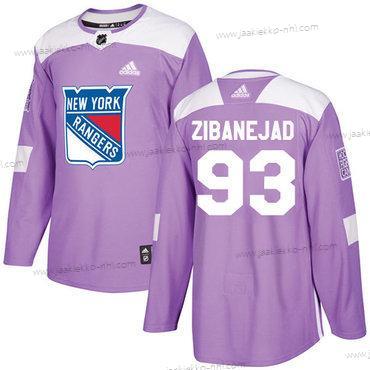 Adidas Miesten New York Rangers #93 Mika Zibanejad Violetti Aito Taistelee syöpää vastaan Ommeltu NHL Paita