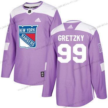 Adidas Miesten New York Rangers #99 Wayne Gretzky Violetti Aito Taistelee syöpää vastaan Ommeltu NHL Paita