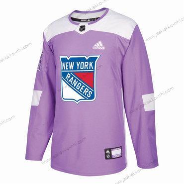 Adidas Miesten New York Rangers Mukautettu Violetti Pinkki Jääkiekko Taistelee syöpää vastaan Harjoitus Paita