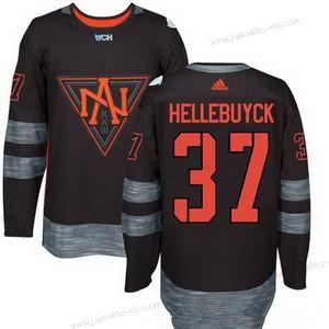 Adidas Miesten North Amerikka Jääkiekko #37 Connor Hellebuyck Musta 2016 World Cup Of Jääkiekko Ommeltu WCH Game Paita