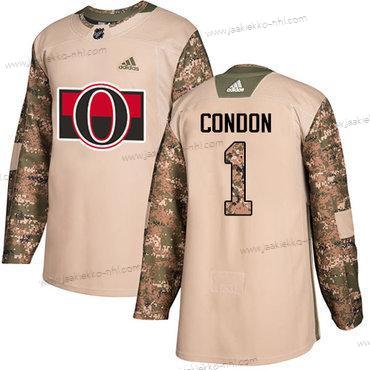 Adidas Miesten Ottawa Senators #1 Mike Condon Maastokuvio Aito 2017 Veterans Day Ommeltu NHL Paita