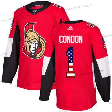 Adidas Miesten Ottawa Senators #1 Mike Condon Punainen Kotiottelupaita Aito USA Flag Ommeltu NHL Paita