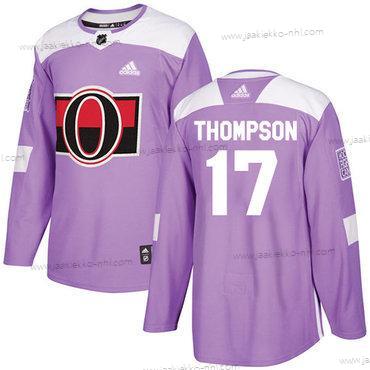 Adidas Miesten Ottawa Senators #17 Nate Thompson Violetti Aito Taistelee syöpää vastaan Ommeltu NHL Paita