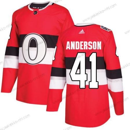 Adidas Miesten Ottawa Senators #41 Craig Anderson Punainen Aito 1917-2017 100th Klassinen Ommeltu NHL Paita