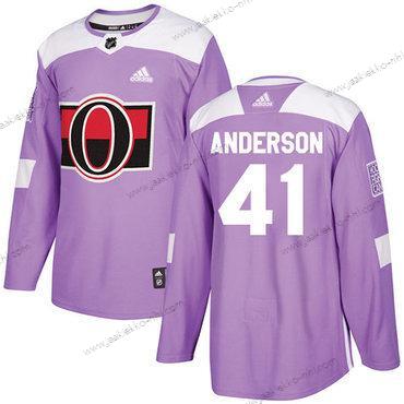 Adidas Miesten Ottawa Senators #41 Craig Anderson Violetti Aito Taistelee syöpää vastaan Ommeltu NHL Paita