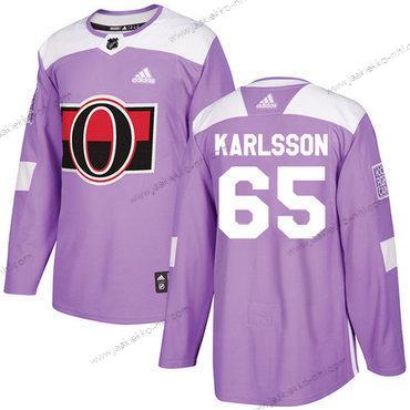 Adidas Miesten Ottawa Senators #65 Erik Karlsson Violetti Aito Taistelee syöpää vastaan Ommeltu NHL Paita