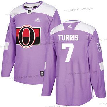 Adidas Miesten Ottawa Senators #7 Kyle Turris Violetti Aito Taistelee syöpää vastaan Ommeltu NHL Paita