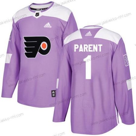 Adidas Miesten Philadelphia Flyers #1 Bernie Parent Violetti Aito Taistelee syöpää vastaan Ommeltu NHL Paita