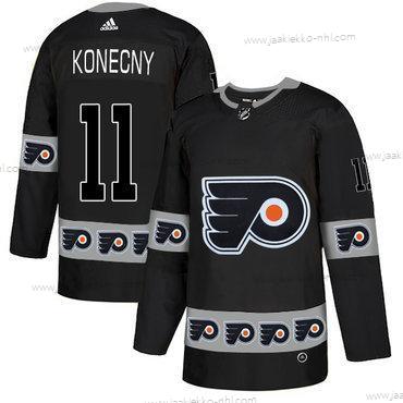 Adidas Miesten Philadelphia Flyers #11 Travis Konecny Musta Maajoukkue Logos Paita