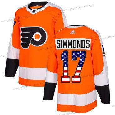 Adidas Miesten Philadelphia Flyers #17 Wayne Simmonds Oranssi Kotiottelupaita Aito USA Flag Ommeltu NHL Paita