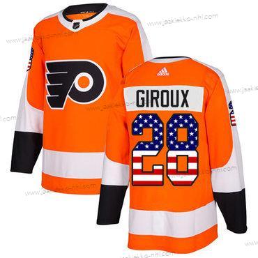 Adidas Miesten Philadelphia Flyers #28 Claude Giroux Oranssi Kotiottelupaita Aito USA Flag Ommeltu NHL Paita