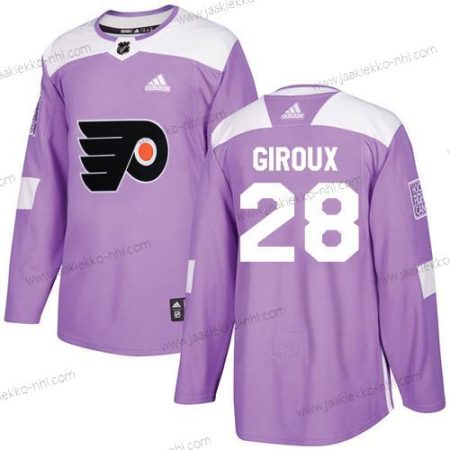 Adidas Miesten Philadelphia Flyers #28 Claude Giroux Violetti Aito Taistelee syöpää vastaan Ommeltu NHL Paita