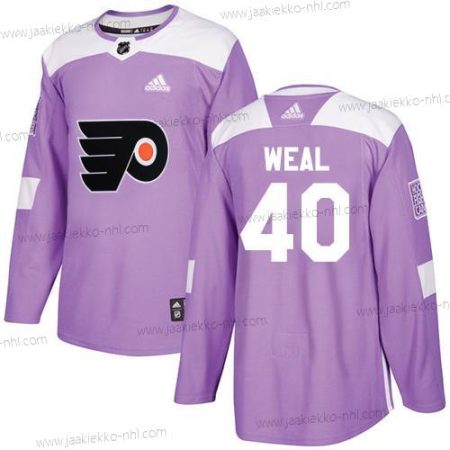 Adidas Miesten Philadelphia Flyers #40 Jordan Weal Violetti Aito Taistelee syöpää vastaan Ommeltu NHL Paita