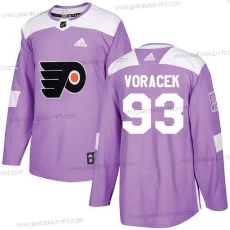 Adidas Miesten Philadelphia Flyers #93 Jakub Voracek Violetti Aito Taistelee syöpää vastaan Ommeltu NHL Paita