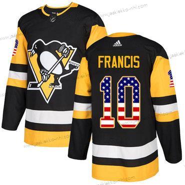 Adidas Miesten Pittsburgh Penguins #10 Ron Francis Musta Kotiottelupaita Aito USA Flag Ommeltu NHL Paita