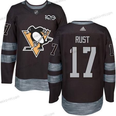 Adidas Miesten Pittsburgh Penguins #17 Bryan Rust Musta 100th Vuosipäivä Ommeltu NHL 2017 Jääkiekko Paita