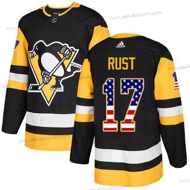 Adidas Miesten Pittsburgh Penguins #17 Bryan Rust Musta Kotiottelupaita Aito USA Flag Ommeltu NHL Paita