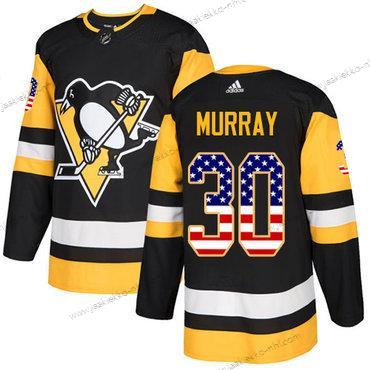 Adidas Miesten Pittsburgh Penguins #30 Matt Murray Musta Kotiottelupaita Aito USA Flag Ommeltu NHL Paita