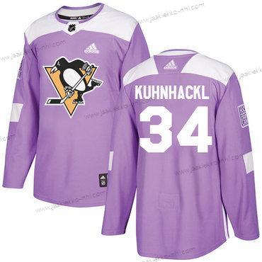 Adidas Miesten Pittsburgh Penguins #34 Tom Kuhnhackl Violetti Aito Taistelee syöpää vastaan Ommeltu NHL Paita