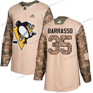 Adidas Miesten Pittsburgh Penguins #35 Tom Barrasso Maastokuvio Aito 2017 Veterans Day Ommeltu NHL Paita