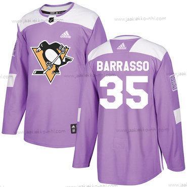 Adidas Miesten Pittsburgh Penguins #35 Tom Barrasso Violetti Aito Taistelee syöpää vastaan Ommeltu NHL Paita