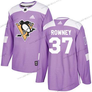 Adidas Miesten Pittsburgh Penguins #37 Carter Rowney Violetti Aito Taistelee syöpää vastaan Ommeltu NHL Paita