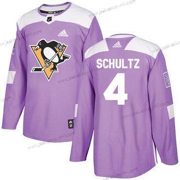 Adidas Miesten Pittsburgh Penguins #4 Justin Schultz Violetti Aito Taistelee syöpää vastaan Ommeltu NHL Paita