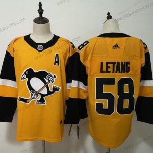 Adidas Miesten Pittsburgh Penguins #58 Kris Letang Keltainen Vaihtopaita Ommeltu NHL Paita