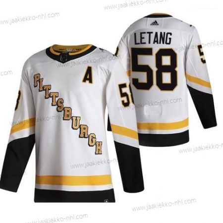 Adidas Miesten Pittsburgh Penguins #58 Kris Letang Valkoinen 2020-21 Käänteinen Retro Vaihtopaita NHL Paita