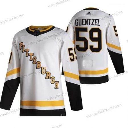 Adidas Miesten Pittsburgh Penguins #59 Jake Guentzel Valkoinen 2020-21 Käänteinen Retro Vaihtopaita NHL Paita