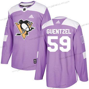 Adidas Miesten Pittsburgh Penguins #59 Jake Guentzel Violetti Aito Taistelee syöpää vastaan Ommeltu NHL Paita