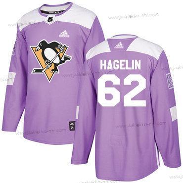 Adidas Miesten Pittsburgh Penguins #62 Carl Hagelin Violetti Aito Taistelee syöpää vastaan Ommeltu NHL Paita