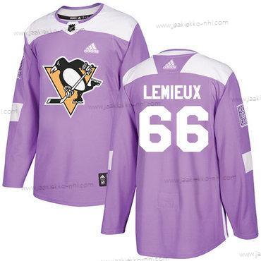 Adidas Miesten Pittsburgh Penguins #66 Mario Lemieux Violetti Aito Taistelee syöpää vastaan Ommeltu NHL Paita