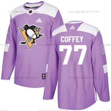 Adidas Miesten Pittsburgh Penguins #77 Paul Coffey Violetti Aito Taistelee syöpää vastaan Ommeltu NHL Paita