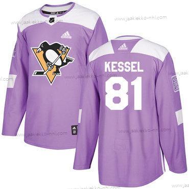 Adidas Miesten Pittsburgh Penguins #81 Phil Kessel Violetti Aito Taistelee syöpää vastaan Ommeltu NHL Paita