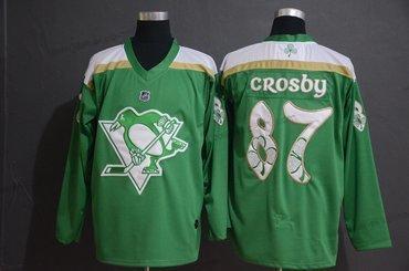 Adidas Miesten Pittsburgh Penguins 87 Sidney Crosby Vihreä 2019 St. Patrick’S Day Paita