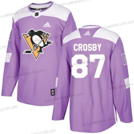 Adidas Miesten Pittsburgh Penguins #87 Sidney Crosby Violetti Aito Taistelee syöpää vastaan Ommeltu NHL Paita