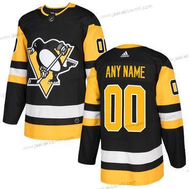 Adidas Miesten Pittsburgh Penguins Mukautettu Musta Vaihtopaita Aito Ommeltu NHL Paita