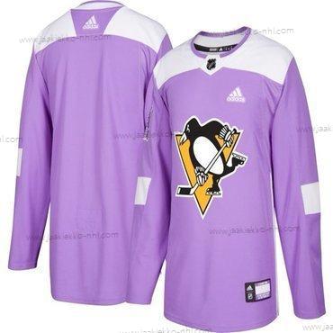 Adidas Miesten Pittsburgh Penguins Mukautettu Violetti Pinkki Jääkiekko Taistelee syöpää vastaan Harjoitus Paita