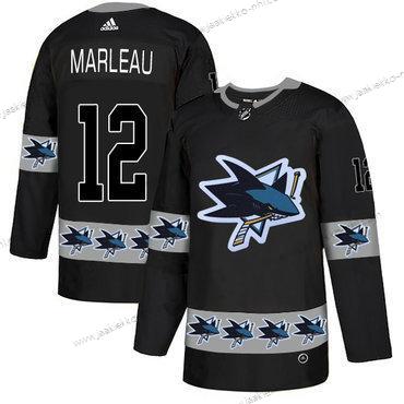 Adidas Miesten San Jose Sharks #12 Patrick Marleau Musta Maajoukkue Logos Paita