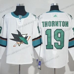 Adidas Miesten San Jose Sharks #19 Joe Thornton Valkoinen Road Aito Ommeltu NHL Paita