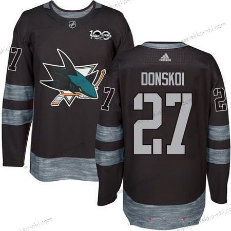 Adidas Miesten San Jose Sharks #27 Joonas Donskoi Musta 100th Vuosipäivä Ommeltu NHL 2017 Jääkiekko Paita