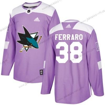 Adidas Miesten San Jose Sharks #38 Mario Ferraro Jääkiekko Taistelee syöpää vastaan Aito Violetti Paita