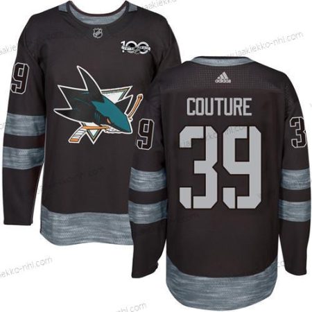 Adidas Miesten San Jose Sharks #39 Logan Couture Musta 100th Vuosipäivä Ommeltu NHL 2017 Jääkiekko Paita