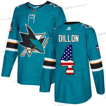 Adidas Miesten San Jose Sharks #4 Brenden Dillon Sinivihreä Kotiottelupaita Aito USA Flag Ommeltu NHL Paita