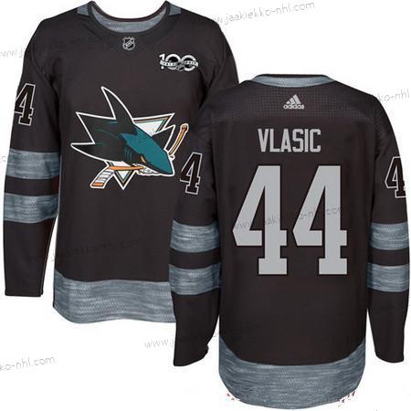 Adidas Miesten San Jose Sharks #44 Marc-Edouard Vlasic Musta 100th Vuosipäivä Ommeltu NHL 2017 Jääkiekko Paita