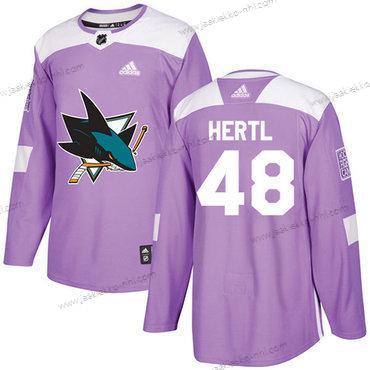 Adidas Miesten San Jose Sharks #48 Tomas Hertl Violetti Aito Taistelee syöpää vastaan Ommeltu NHL Paita