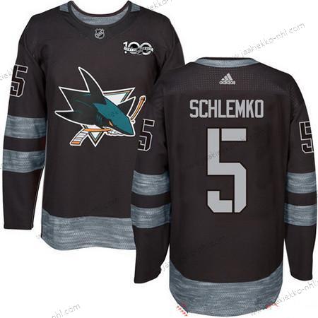 Adidas Miesten San Jose Sharks #5 David Schlemko Musta 100th Vuosipäivä Ommeltu NHL 2017 Jääkiekko Paita