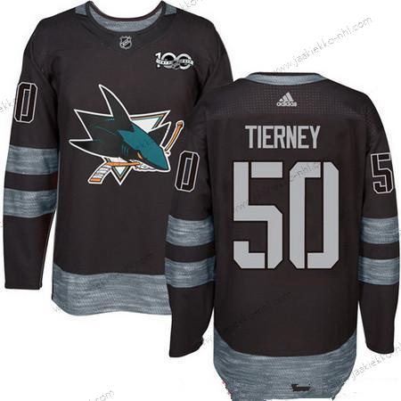 Adidas Miesten San Jose Sharks #50 Chris Tierney Musta 100th Vuosipäivä Ommeltu NHL 2017 Jääkiekko Paita