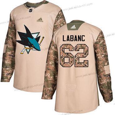 Adidas Miesten San Jose Sharks #62 Kevin Labanc Maastokuvio Aito 2017 Veterans Day Ommeltu NHL Paita